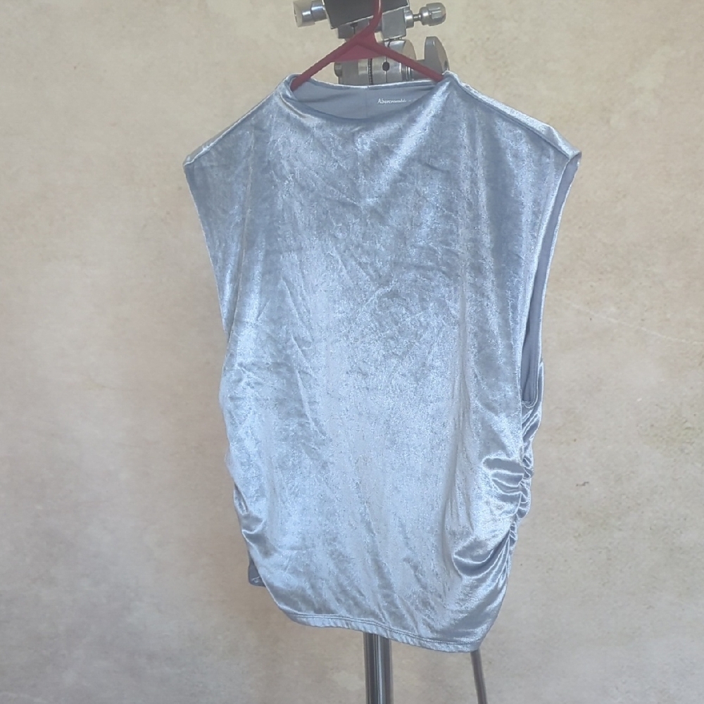 Abercrombie & Fitch Elegant Blueish Silver Velvet Women's Top
